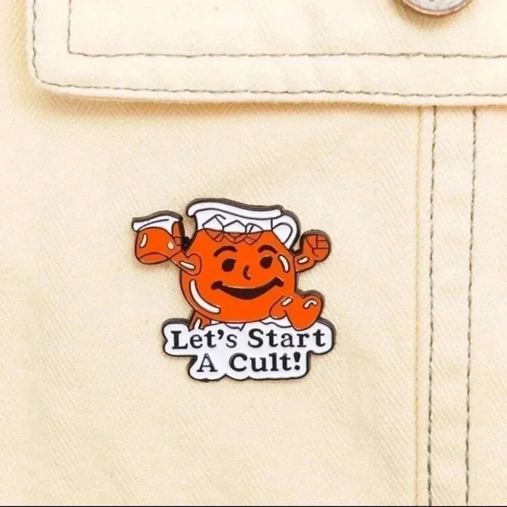 Funny red Kool aid Man cult enamel pin brooch charm for bag purse women's handba